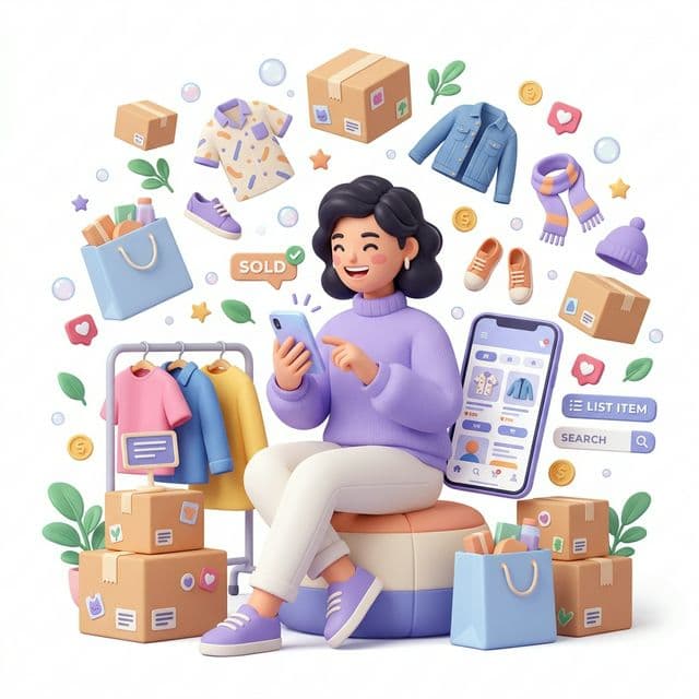 メルカリで商品を売買するイメージ