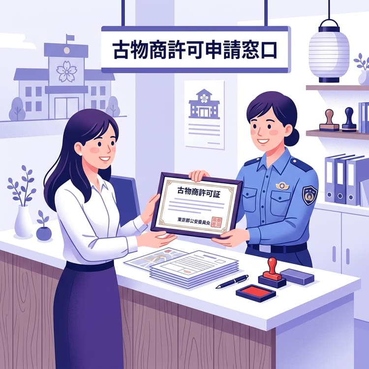 古物商許可を警察署で取得するイメージ